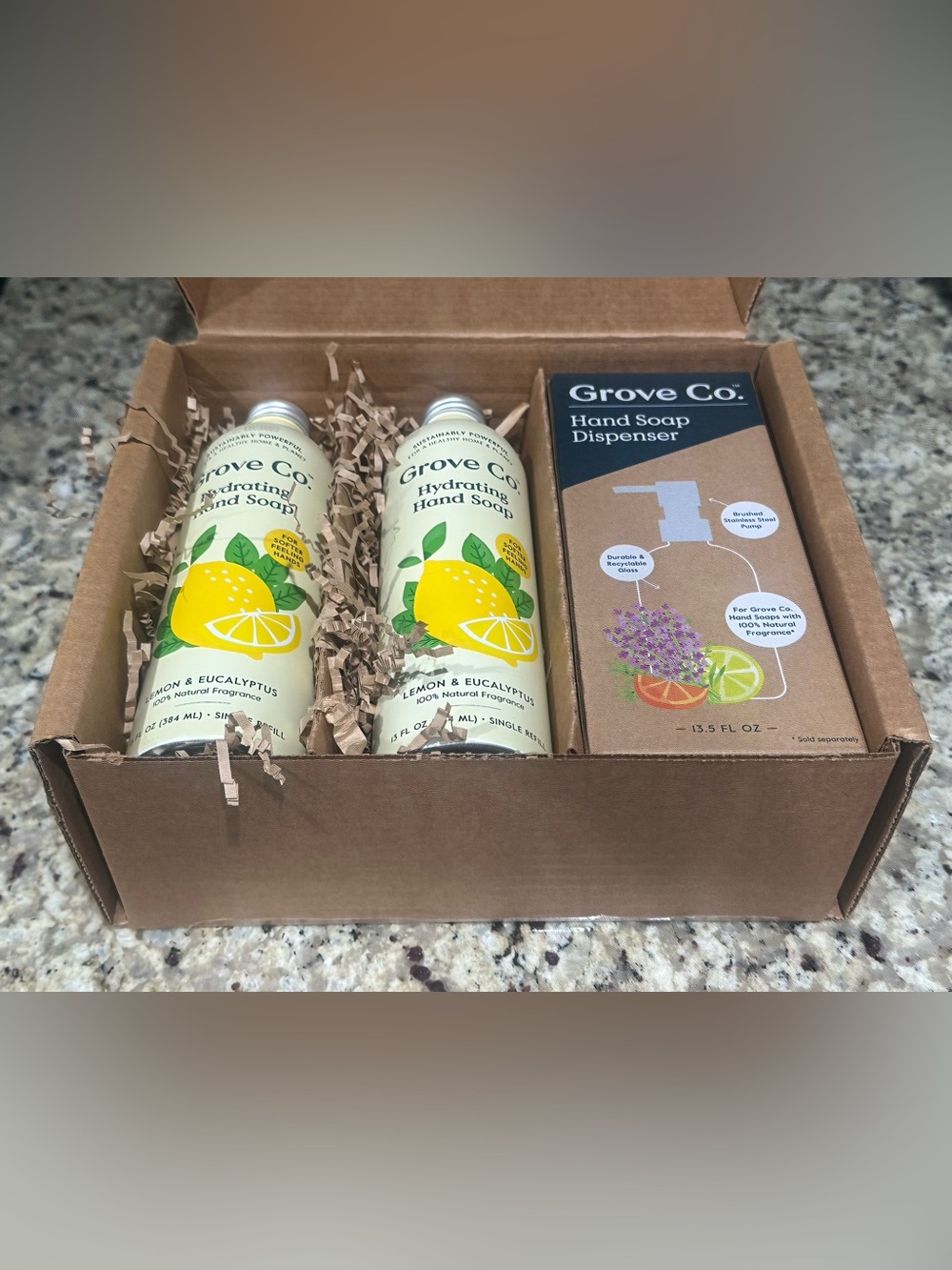 Gel Hand Soap (24oz)+ Glass Dispenser, Lemon & Eucalyptus